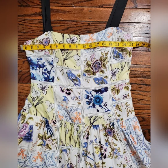 Anthropologie Maeve Cotton Sleeveless Square-Neck Tile Printed Midi Dress Sz L